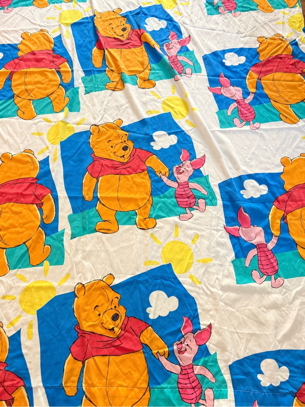 Vintage Disney Winnie the Pooh and Piglet Twin Flat Sheet